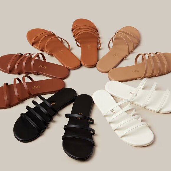 NEW TKEES Made In Brazil Leather Emma Flat Strappy Sandals in Au Natural 7252j1 - Picture 7 of 10